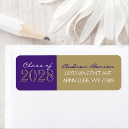 Bronzen Goud & Paarse Afstudeer Retouradres Etiket