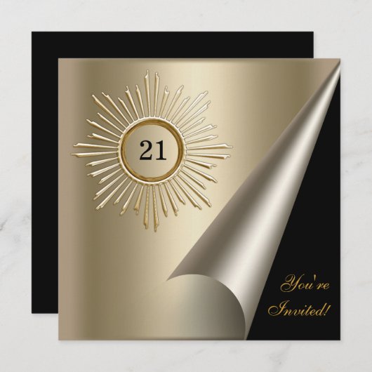 Bronzen Goud Zwart 21e Verjaardag Event Kaart (Voorkant / Achterkant)