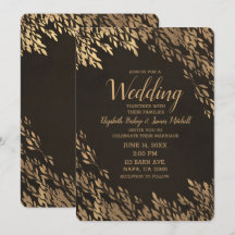 Bronzen Gouden Bladeren Bruine Chic Rustieke Trouw