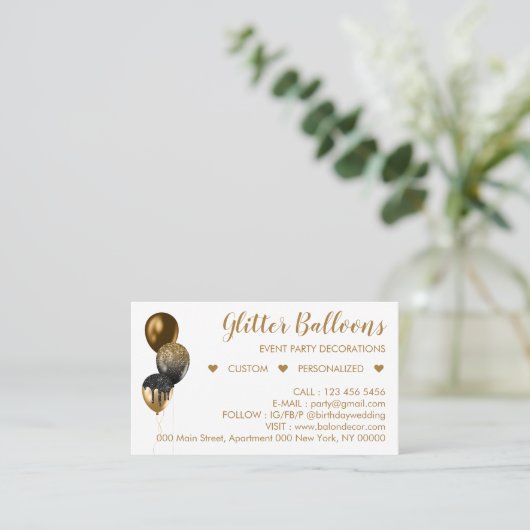 Bronzen Gouden Evenementenorganisator Feestballon Contactkaartje (Staand voorkant)