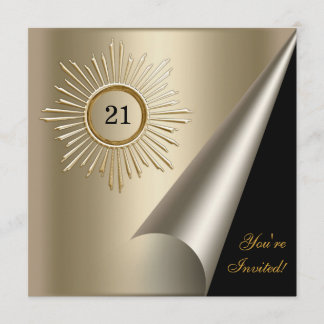 Bronzen Gouden Zwarte 21e Verjaardag Evenement Kaart