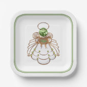Bronzen & Groene Kerst Engel van Hoop Filigraan Papieren Bordje (Voorkant)