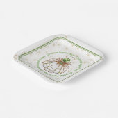 Bronzen & Groene Kerst Engel van Hoop & Sterren Papieren Bordje (Gebogen)