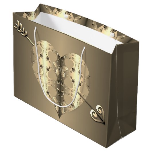 Bronzen hart Rozen Valentijnsdag Groot Cadeauzakje (Achterkant Gekanteld)