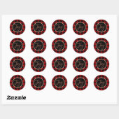 Bronzen JOY Kerstvakantie Rood Buffel Plaid Ronde Sticker (Vel)