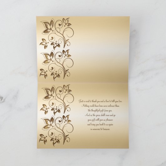 Bronzen kaart met ivoorkleurig lint bedankkaart (Binnen)