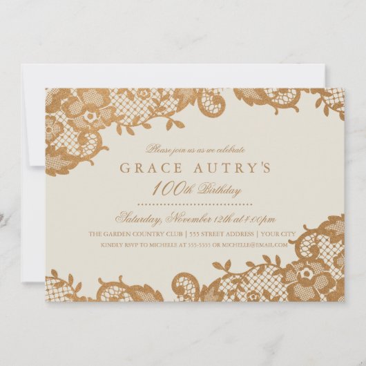 Bronzen Kant 100e verjaardag Uitnodiging (Voorkant)