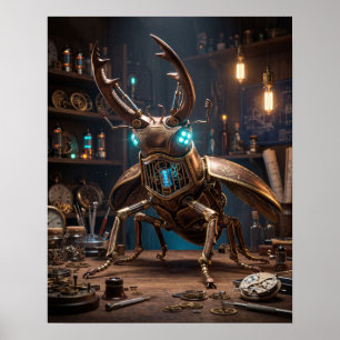 Bronzen Klokwerk Vliegend Hert Kunst  Poster