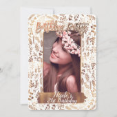 Bronzen Koper Goud Moderne Verjaardag Party Foto Kaart (Voorkant)