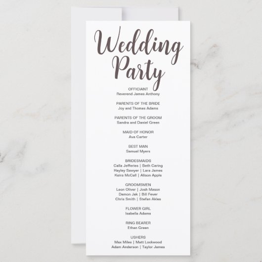 Bronzen Maan Fases Wit Huwelijksprogramma (Achterkant)