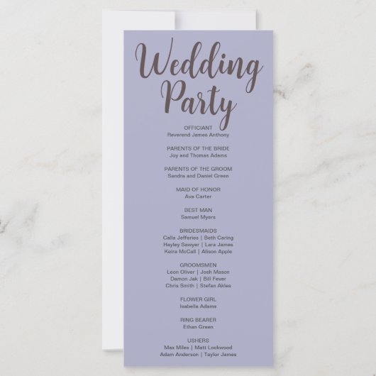 Bronzen Maan Fases Zilveren Bruiloft Programma (Achterkant)