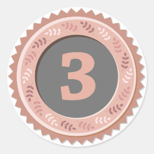 Bronzen Medaille 3e Plaats Donker Ronde Sticker