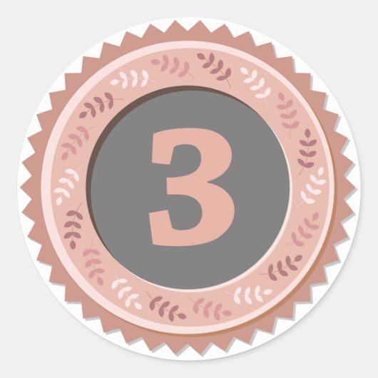 Bronzen Medaille 3e Plaats Donker Ronde Sticker (Voorkant)