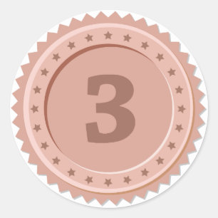 Bronzen medaille 3e plaats ronde sticker