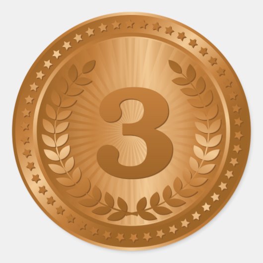 Bronzen medaille 3e plaats winnaar ronde sticker (Voorkant)