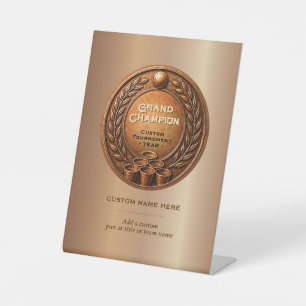 Bronzen Medaille Beer Pong Toernooi Kampioenschap Reclamebord Met Voetstuk