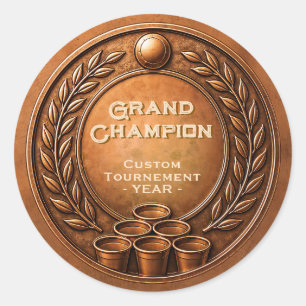 Bronzen Medaille Beer Pong Toernooi Kampioenschap Ronde Sticker