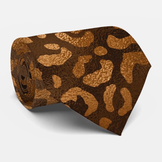 Bronzen Metallic Luipaardprint Stropdas (Opgerold)