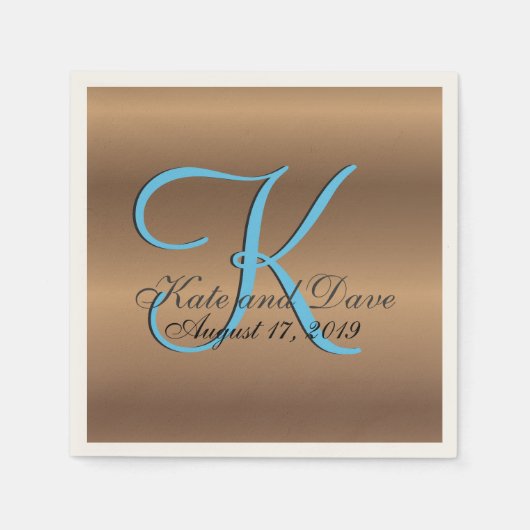 Bronzen Monogram 🔑 Stijlvol Pecan Servetten (Voorkant)