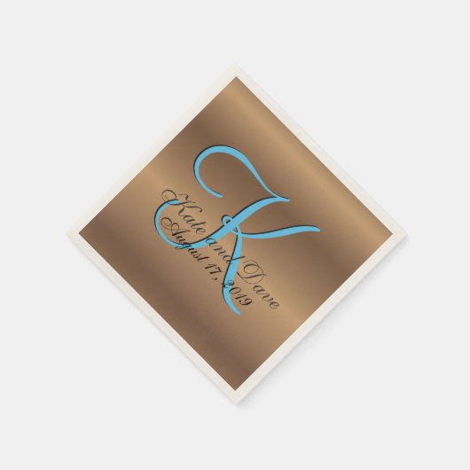 Bronzen Monogram 🔑 Stijlvol Pecan Servetten (Hoek)