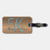 Bronzen Monogram 🔑 Stijlvolle Pecan Bagagelabel (Achterkant horizontaal)