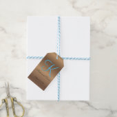 Bronzen Monogram 🔑 Stijlvolle Pecan Cadeaulabel (Met Touw)
