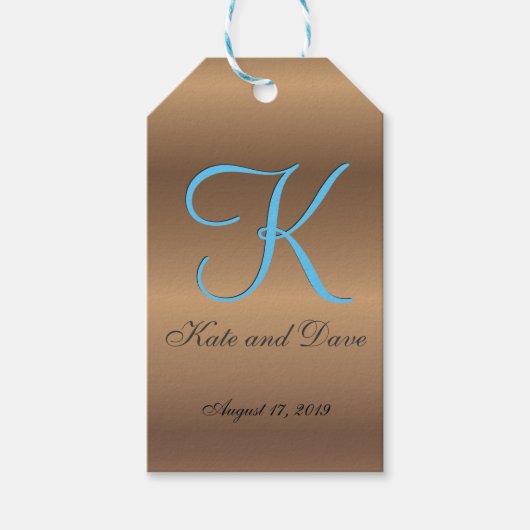 Bronzen Monogram 🔑 Stijlvolle Pecan Cadeaulabel (Voorkant)
