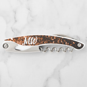 Bronzen namaak glitterspikkels Monogram Kurkentrekker