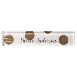 Bronzen Nep Glans Stippen Modern Trendy Chic Naambordje