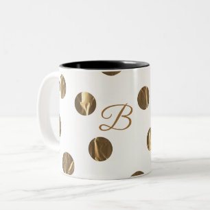 Bronzen Nepglans Stippen Modern Trendy Chic Tweekleurige Koffiemok