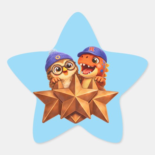 Bronzen niveau fase drie ster vormige sticker vel (Voorkant)