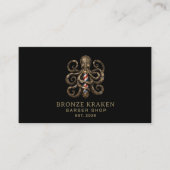 Bronzen Octopus Kapperszaak Qr Code Sociale Iconen Visitekaartje (Voorkant)