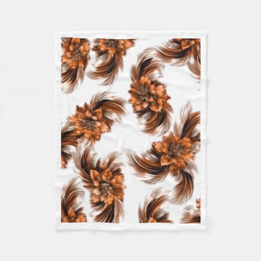 Bronzen Oranje Bloem Motief Pluche Deken (Voorkant)