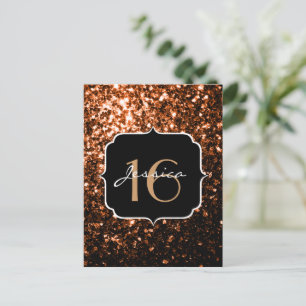 Bronzen oranje bruin koperen nepsparkels Sweet 16 Briefkaart