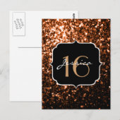 Bronzen oranje bruine koperen namaak glitters Swee Briefkaart (Voorkant / Achterkant)