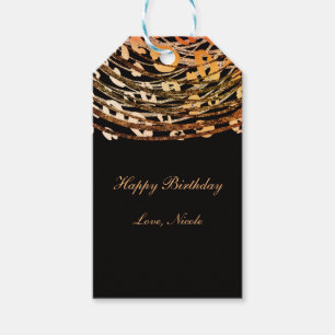 Bronzen Oranje Cheetah Dierenprint Exotisch Cadeaulabel
