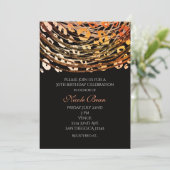 Bronzen Oranje Cheetah Exotische Feest Uitnodiging (Staand voorkant)