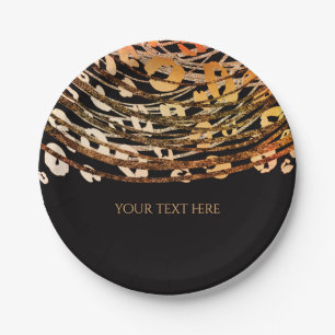 Bronzen Oranje Cheetah Exotische Print Party Papieren Bordje