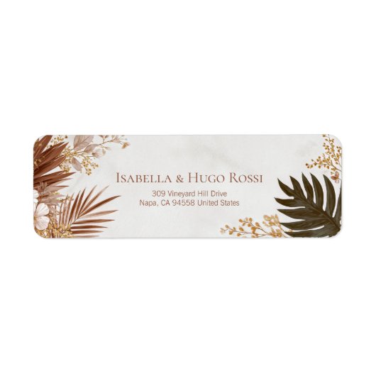 Bronzen Palmwaaier Boheemse Botanische Rand Etiket (Voorkant)