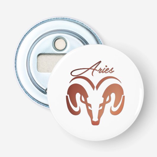 Bronzen Ram Aries Dierenriem Button Flesopener (Voorkant)