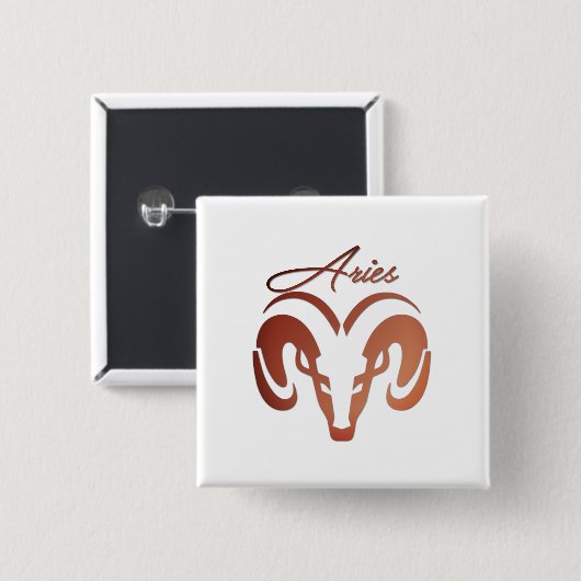 Bronzen Ram Aries Dierenriem Vierkante Button 5,1 Cm (Voorkant /achterkant)