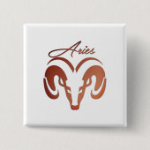 Bronzen Ram Aries Dierenriem Vierkante Button 5,1 Cm (Voorkant)