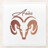 Bronzen Ram Ram Zodiac Glazen Onderzetter (Voorkant)