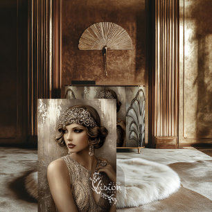 Bronzen Roar, Gatsby Flapper Glamour Portret Tissuepapier