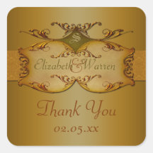 Bronzen rollen bruiloft gunst dank u Sticker