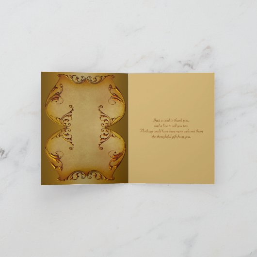 Bronzen Rollen Monogram Verklaringskaart Bedankkaart (Binnen)