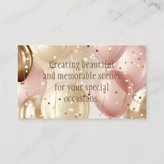 Bronzen Roos Ballon Arch Artiest Party Planner Visitekaartje (Achterkant)