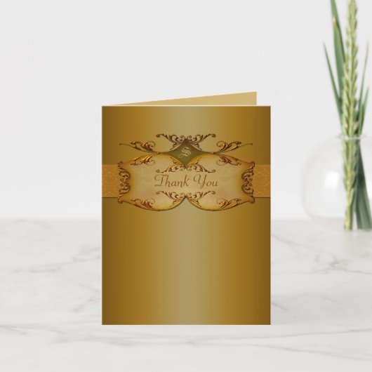 Bronzen Schrijfrol Monogram Bedankkaart (Voorkant)