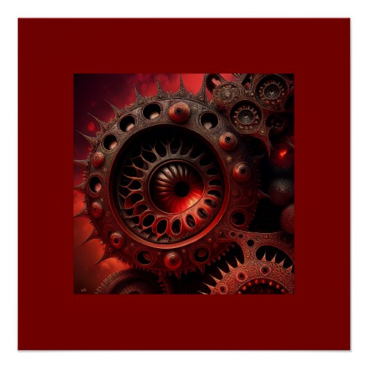 Bronzen Steampunk Mandelbrot Fractal Perfect Poster (Voorkant)