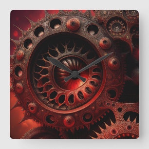 Bronzen Steampunk Mandelbrot Fractal Vierkante Klok